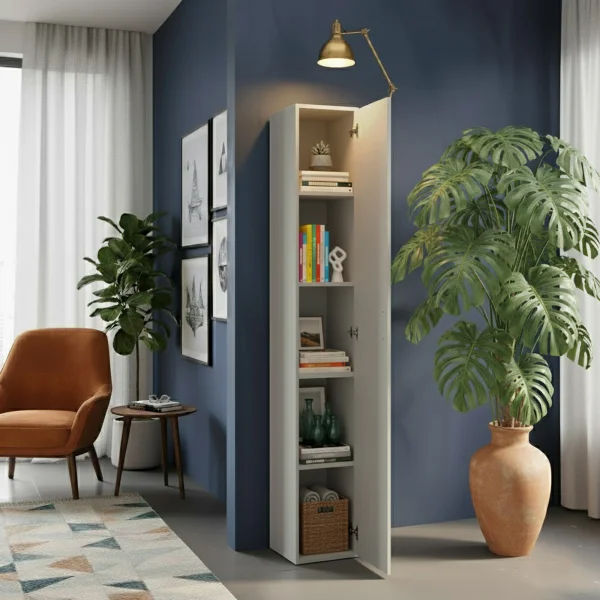 Colonna a terra 28x186h cm 1 anta reversibile multiuso grigio chiaro Sunset