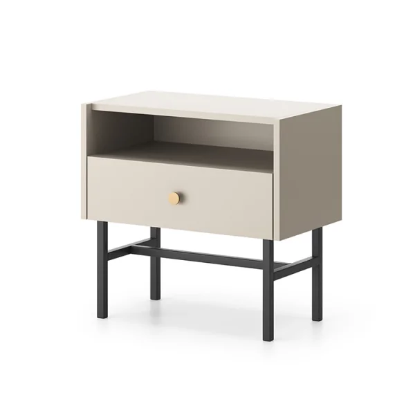 Comodino moderno 55x52cm 1 cassetto beige Eterna