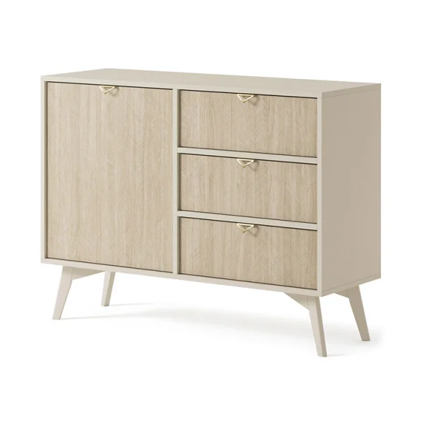 Credenza 106x80cm 3 cassetti 1 anta beige rovere Myrta