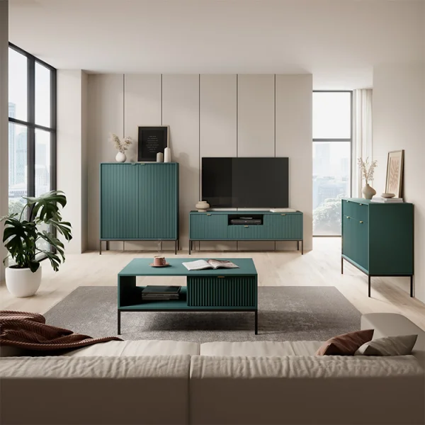 Credenza alta 104x125cm 2 ante soggiorno verde Alisa