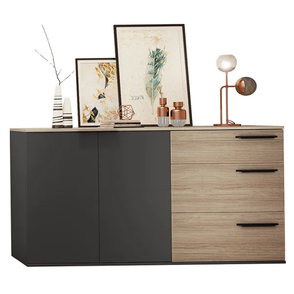 Credenza moderna 160x86cm 3 cassetti rovere nero opaco Cattelan