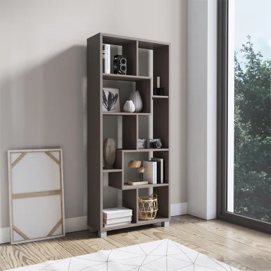 Libreria 69x161cm moderna reversibile grigio Eliza