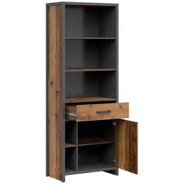 Libreria 75x201cm stile soft rovere scuro nero Urbania