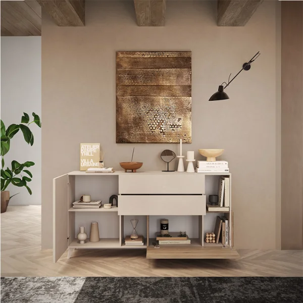 Madia 181x94cm moderna 2 ante beige rovere chiaro Witty