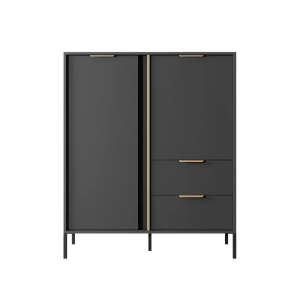 Credenza alta 103x123cm 2 cassetti 2 ante antracite Nebula