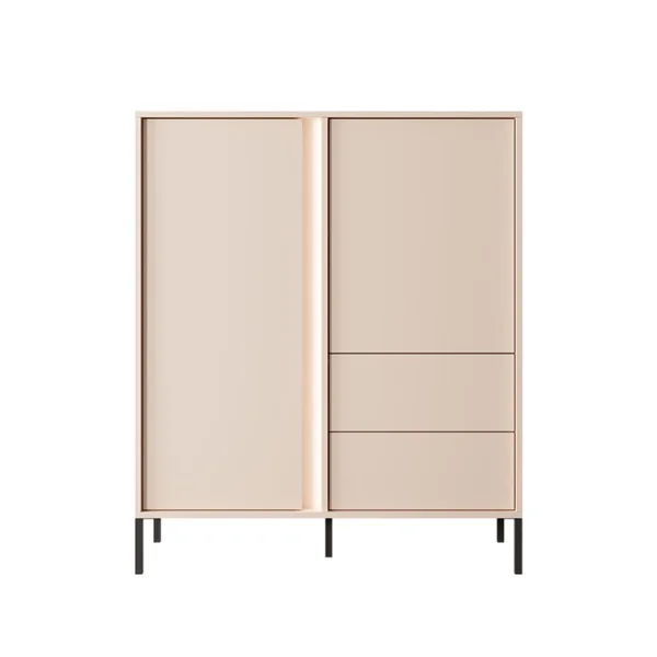 Credenza alta 103x123cm 2 cassetti 2 ante beige Melly