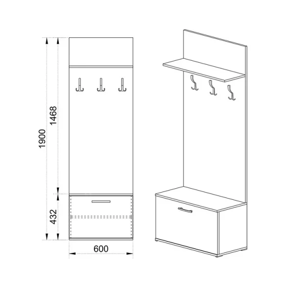 Mobile ingresso 60x190cm rovere sonoma scuro London