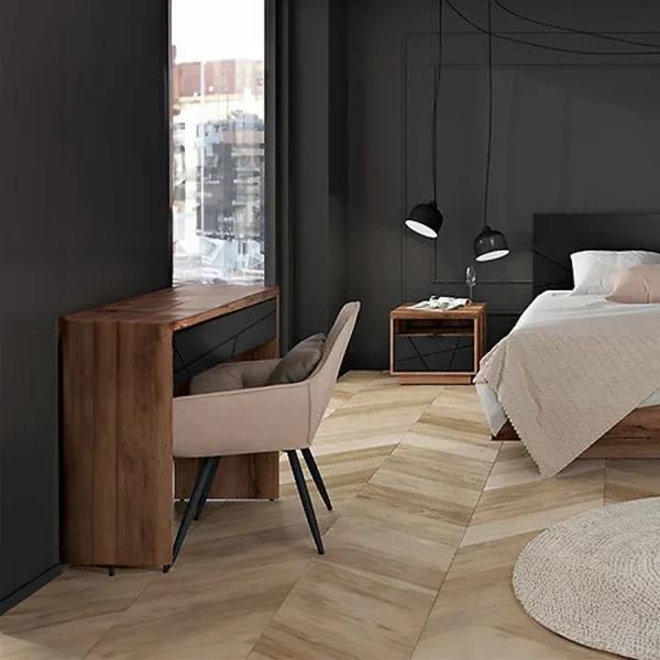 Toletta trucco consolle 90x80cm rovere scuro nero opaco Elin