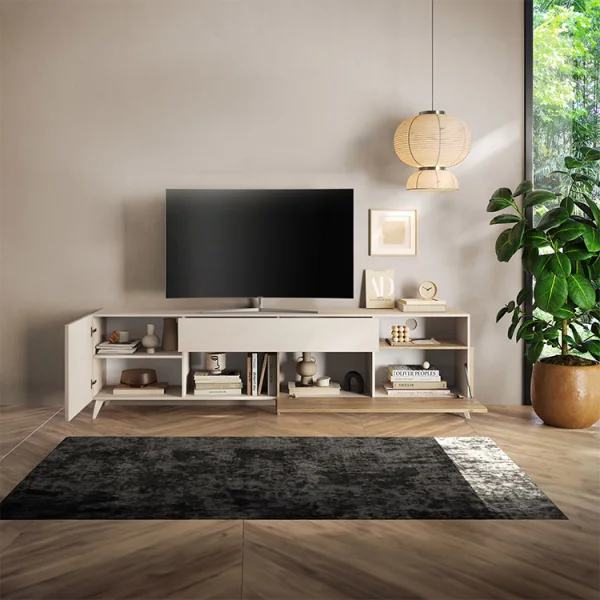 Mobile tv 241x67cm 2 ante 1 cassetto beige rovere chiaro Witty