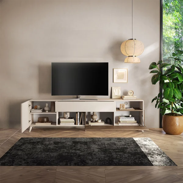 Mobile tv 241x67cm 2 ante 1 cassetto beige rovere scuro Witty