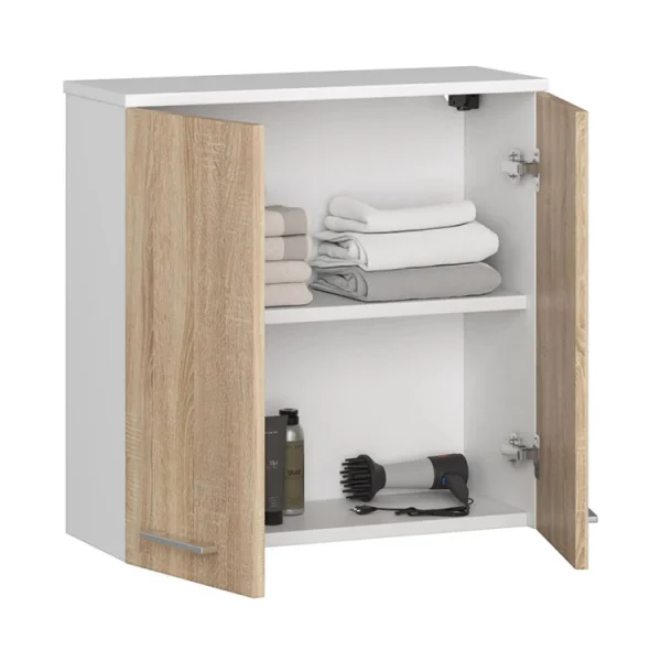 Pensile 60x60cm bagno sospeso 2 ante rovere bianco Woters