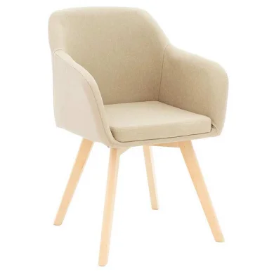 Poltroncina design in tessuto e ecopelle beige crema Lipsia