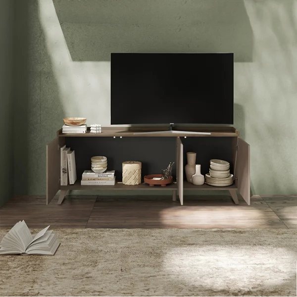 Porta tv 181x72cm 3 ante bronzo rovere scuro Jonson