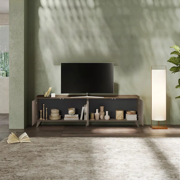 Mobile porta tv 241x72cm 4 ante bronzo rovere scuro Jonson