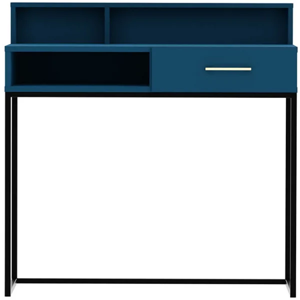 Scrivania 55x93cm 1 cassetto minimalista blu scuro Deluxia