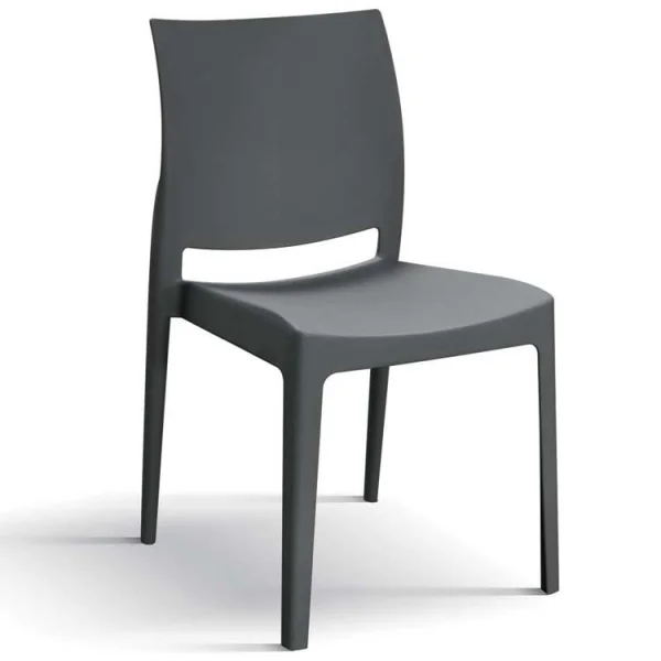 Set 4 sedie da giardino esterno bar dehors impilabili polipropilene grigio Velum