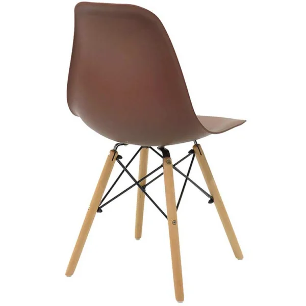 Sedia da pranzo stile scandinavo in polipropilene marrone gambe legno Efesto