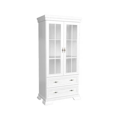 Vetrinetta 88x193cm shabby 2 ante con vetro 2 cassetti bianco frassinato Kelly