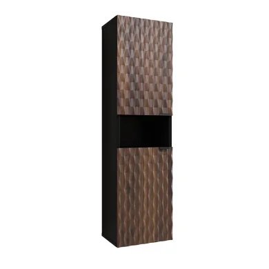 Colonna bagno 34x133cm 2 ante 1 vano a giorno nero ante noce decorate Silvy