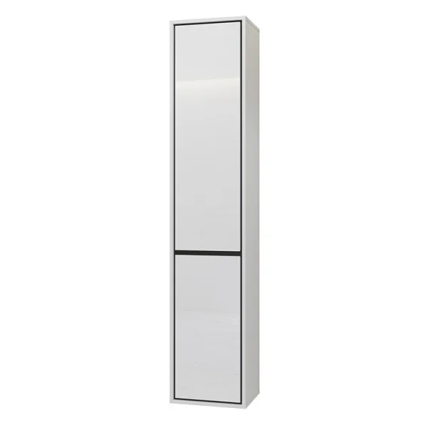 Colonna bagno 35x172cm sospesa 2 ante bianco lucido nero Linda