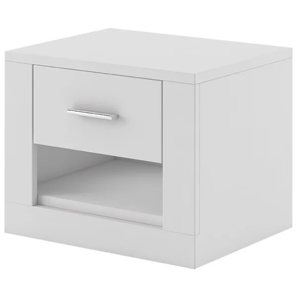 Comodino 1 cassetto 50x40cm bianco opaco Ombra