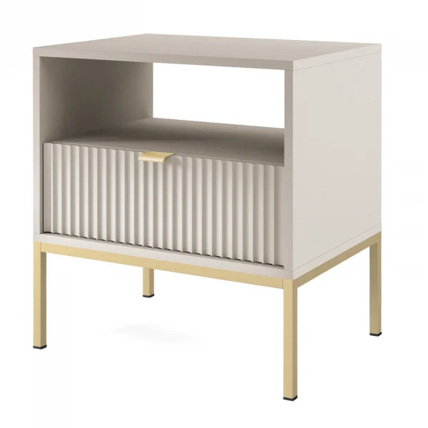 Comodino moderno 54x56cm 1 cassetto beige Alisa