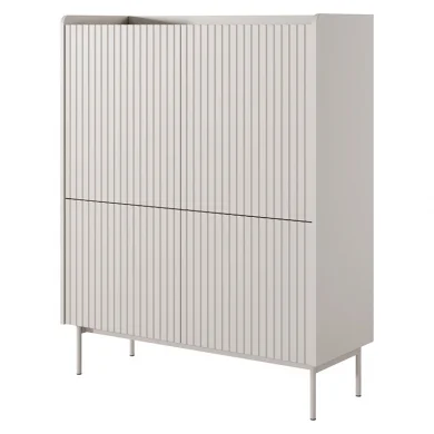 Credenza alta 103x126cm 4 ante beige cannettato rovere Fioca