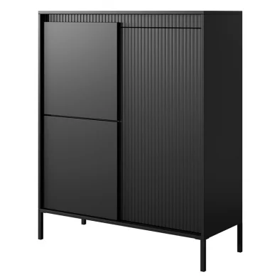 Credenza alta 104x124cm 3 ante nero opaco cannettato Ciar