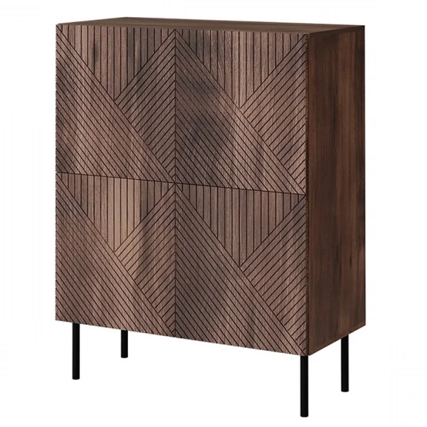 Credenza alta 4 ante 89x118cm noce scuro con frontali serigrafati Savanna