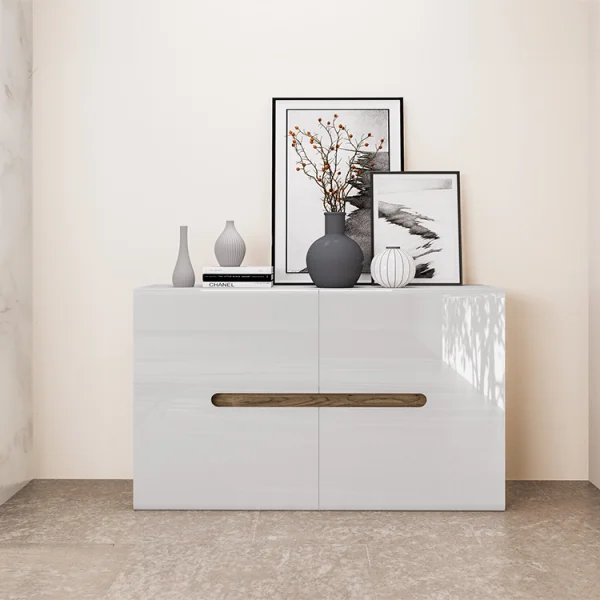 Credenza moderna 120x79cm 2 ante bianco lucido Biancastagno