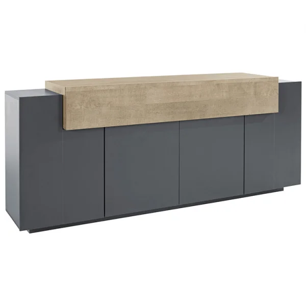 Credenza moderna 200x86cm 4 ante antracite rovere Milos Gihome®