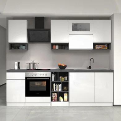 Cucina 255cm componibile lineare moderna bianco grigio pietra Gourmet 2