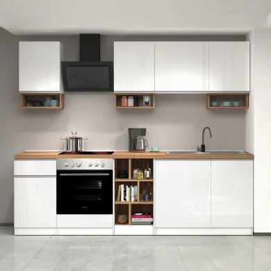 Cucina 255cm componibile lineare moderna bianco rovere Gourmet 1