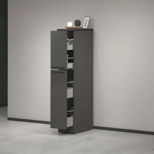 Dispensa cucina 30x165h cm scorrevole antracite grigio pietra Gourmet