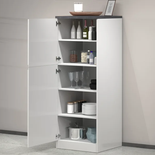 Dispensa cucina 60x165cm 4 ripiani bianco grigio pietra Gourmet