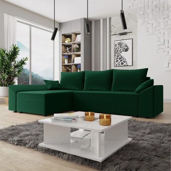 Divano letto 3 posti 240x145cm matrimoniale angolare verde Appia