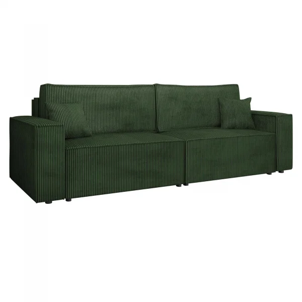 Divano letto matrimoniale 3 posti 245x90cm velluto a coste verde Ploffy