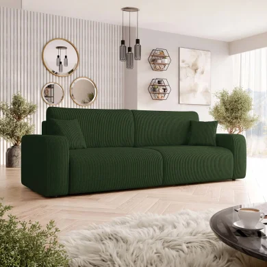 Divano letto matrimoniale 2 posti 248x90cm velluto a coste verde Slurp