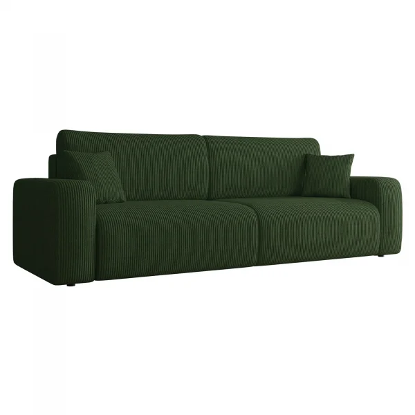 Divano letto matrimoniale 3 posti 248x90cm velluto a coste verde Slurp