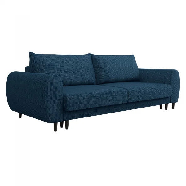 Divano letto matrimoniale 3 posti 251x95cm tessuto blu Pluffy