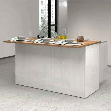 Isola cucina centrale 155x90cm 3 ante bianco laccato con piano rovere Gourmet