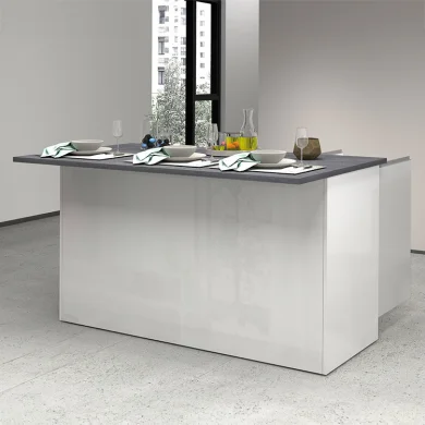 Isola cucina centrale 155x90cm 3 ante bianco laccato con piano grigio effetto pietra Gourmet