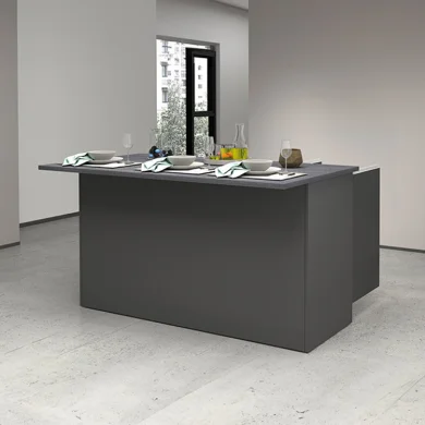 Isola cucina centrale 155x90cm 3 ante antracite opaco con piano grigio effetto pietra Gourmet