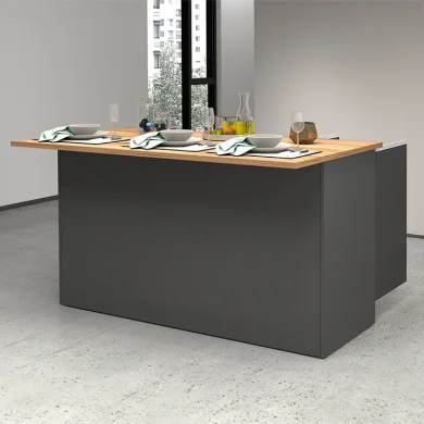 Isola cucina centrale 155x90cm 3 ante grigio antracite opaco con piano rovere Gourmet