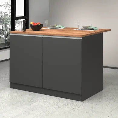 Isola cucina centrale 125x90cm antracite piano rovere Gourmet