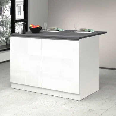 Isola cucina centrale 125x90cm bianco piano grigio pietra Gourmet