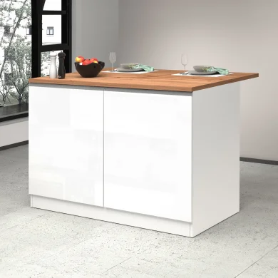 Isola cucina centrale 125x90cm bianco piano rovere Gourmet