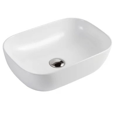 Lavabo da appoggio rettangolare 46x32cm in ceramica bianco lucido Frejus