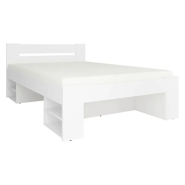 Letto alla francese 140x200cm con set cassettoni bianco Aurora