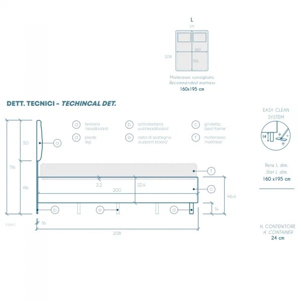 Letto contenitore matrimoniale 160x195cm imbottito ecopelle bianco DreamLift